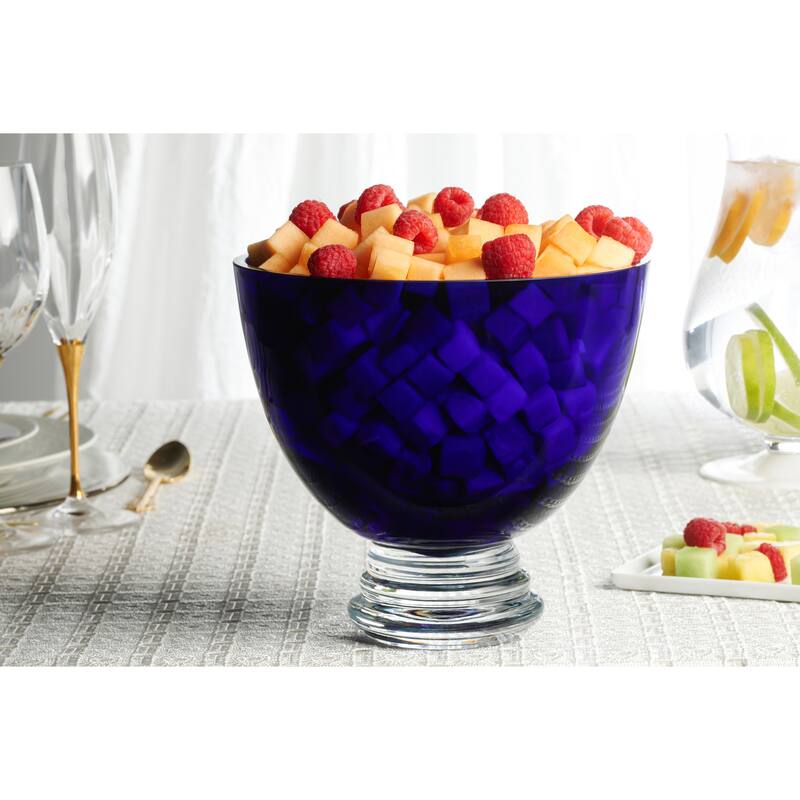 Majestic Gifts European Glass Round Footed Bowl-Cobalt 10.5" Diameter