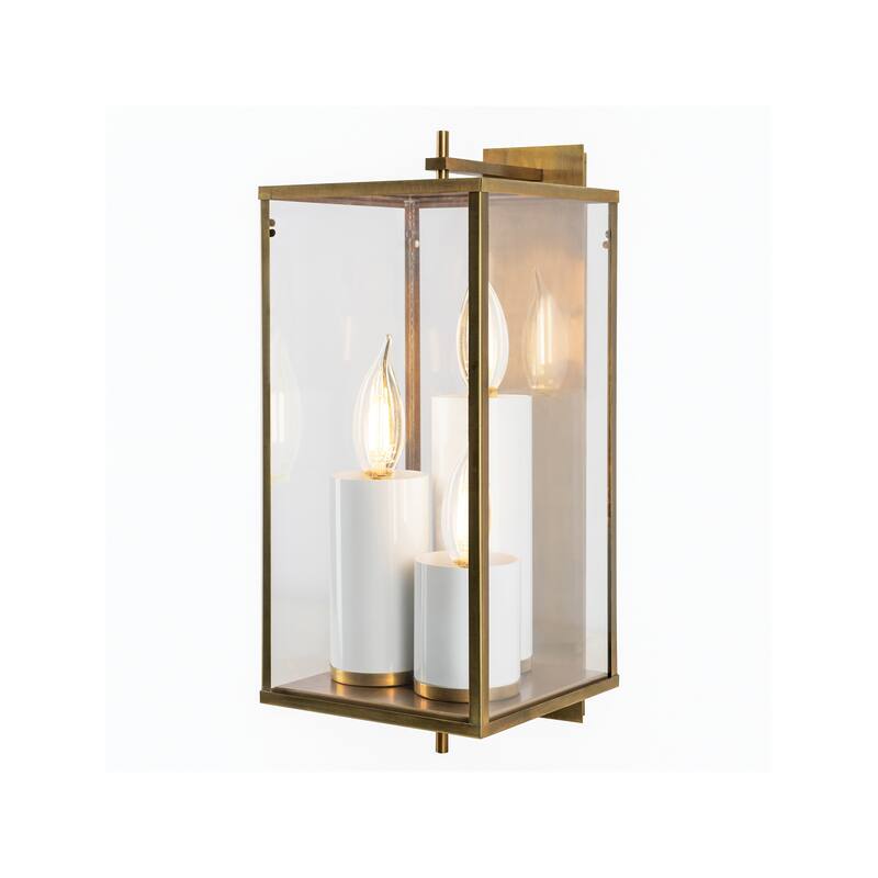 Back Bay 3-Light Outdoor Sconce - 24.5 inch Tall - Aged Brass