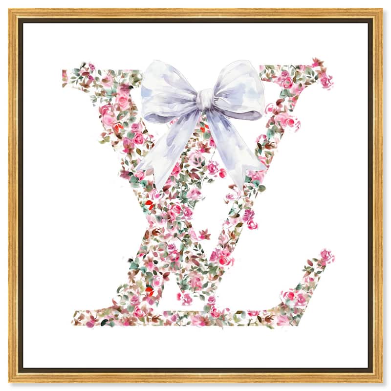 Makes Me Believe Bow Canvas by Art Remedy - Gold - 24" x 24"
