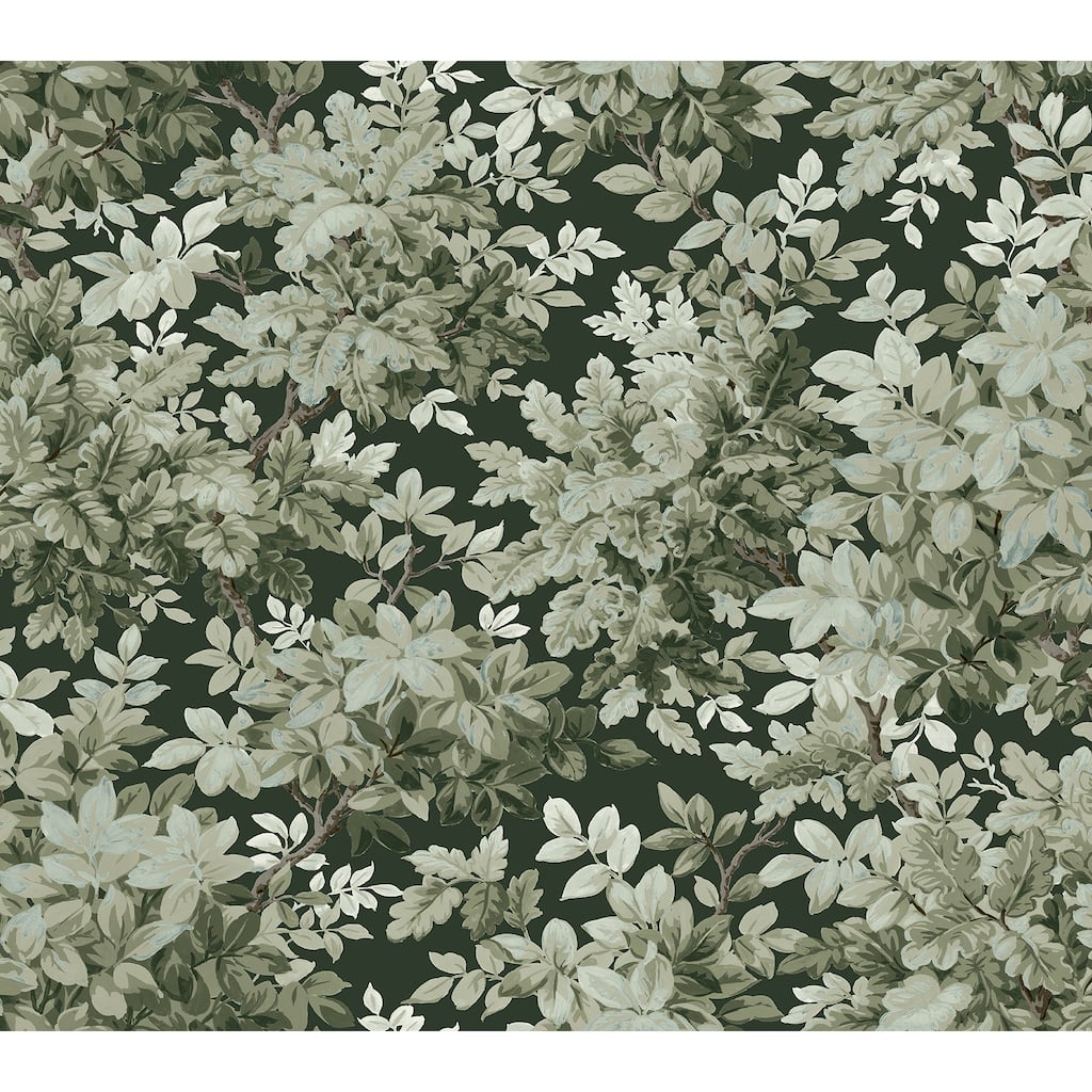 A-Street Prints Greenwood Dark Green Deciduous Wallpaper