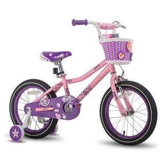 JOYSTAR Paris Kids Bike for Girls Ages 5-9 w/ Training Wheels, 18", Purple/Pink