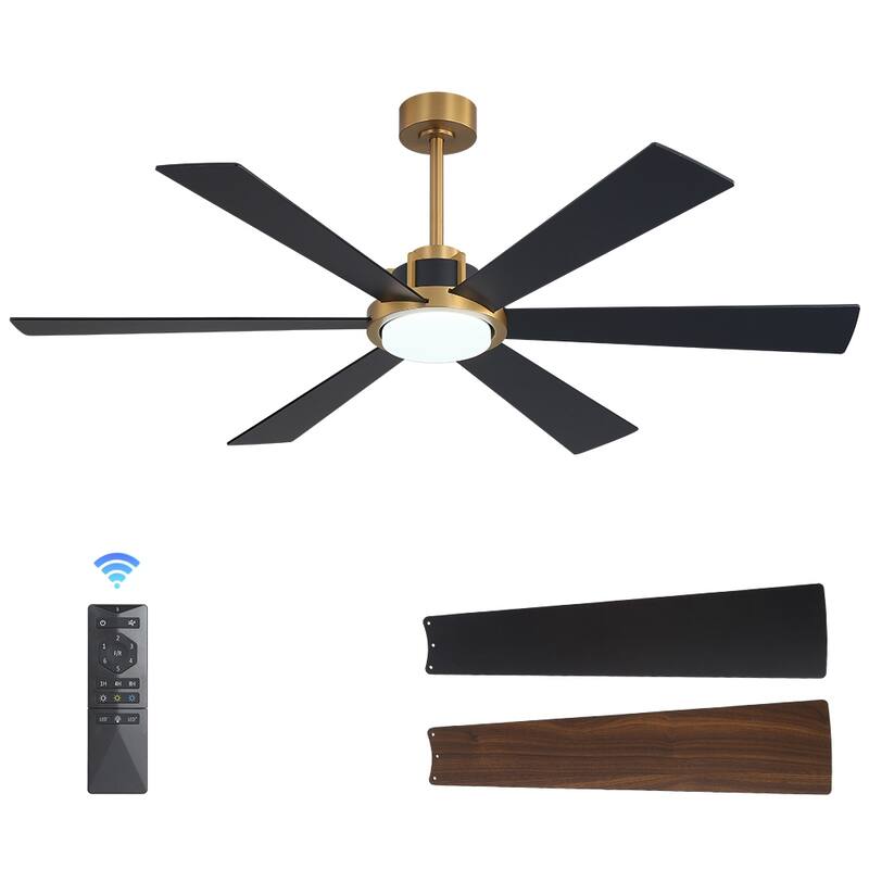 MLiAN Ceiling Fan 60inch Playwood Blades Remote Control 6-Speed DC with Integrated LED - 60''