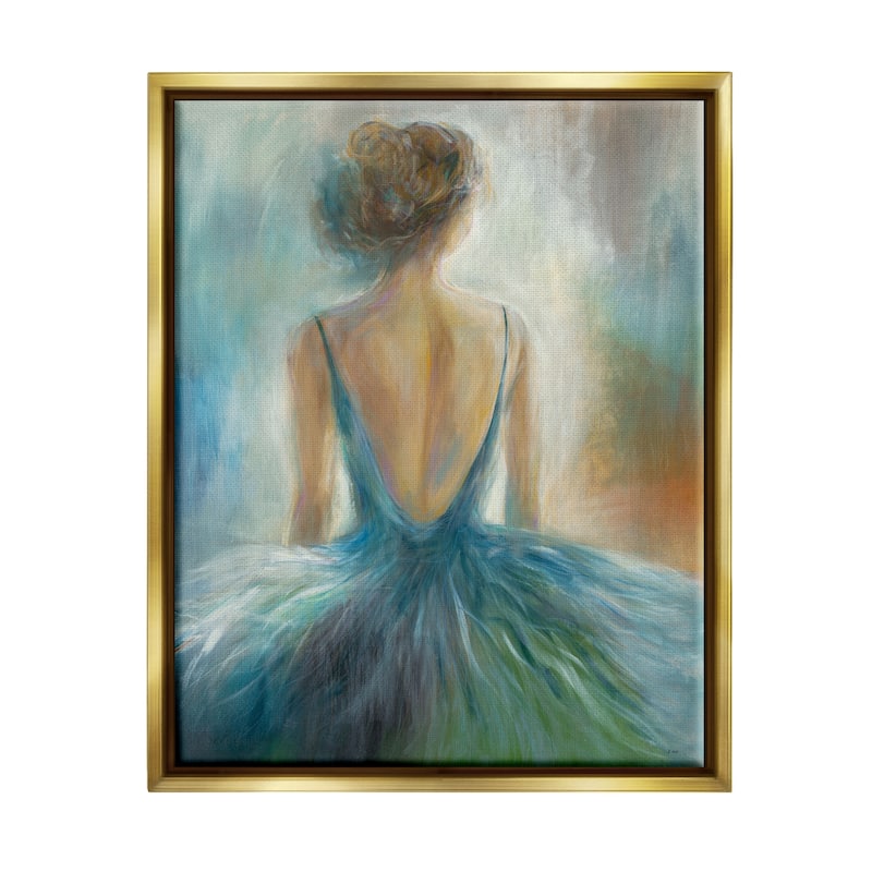 Stupell Ballet Girl Blue Orange Figure Painting Floater Frame