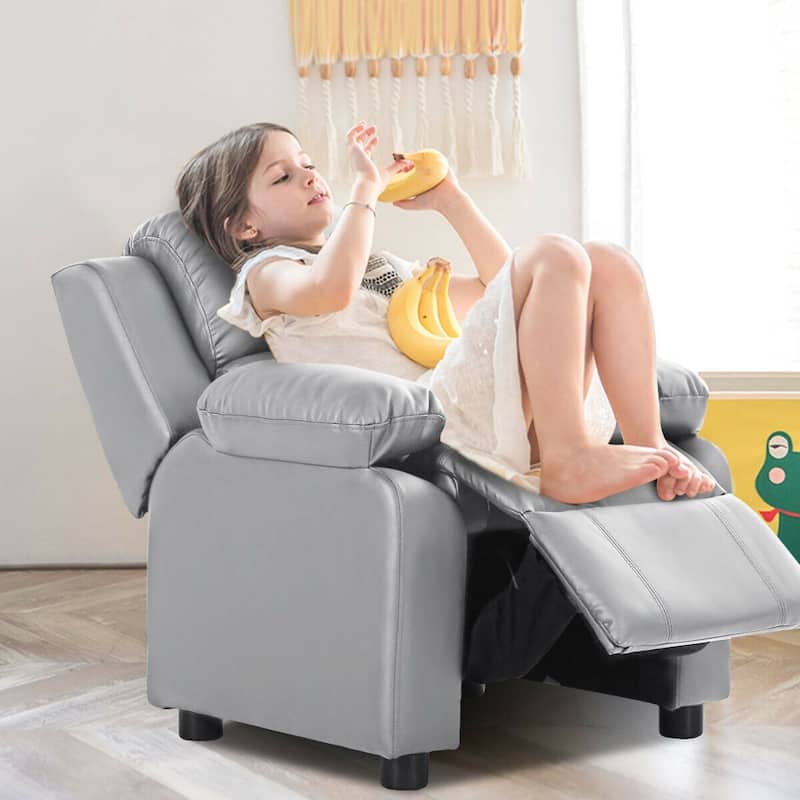 Kids Deluxe Headrest Recliner Sofa Chair with Storage Arms - 25" x 25.5" x 29" (W x D x H)