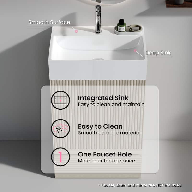CITTANEO Gada 20'' Modern Freestanding Bathroom Vanity with Sink and Integral Basin