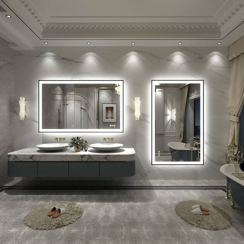 Front & Back LED Anti-Fog Tempered Glass Framed Bathroom/Vanity Mirror 3-Year Warranty