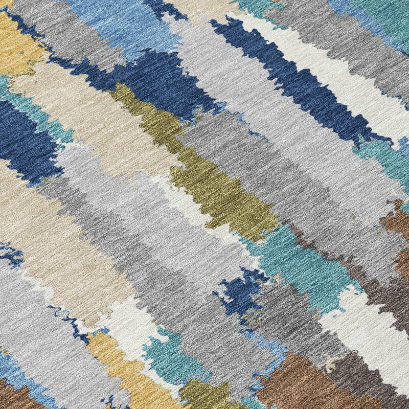 Machine Washable Indoor/ Outdoor Contemporary Stacks Chantille Rug