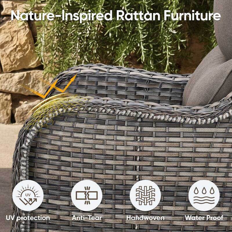 6 Pieces Outdoor Gliders Swivel Chairs with Table with 5-Inch Thick Cushions