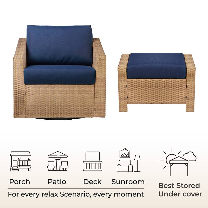 Oakley Outdoor Wicker Patio Furniture Swivel Chair