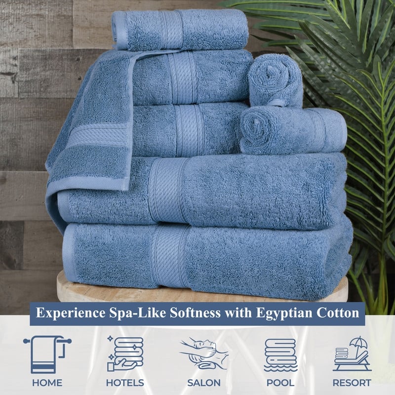 Superior Luxury Egyptian Cotton Bath Towel Set of 4 Ultra Plush, Heavyweight, Absorbent Spa & Hotel Quality Bath Towels Set