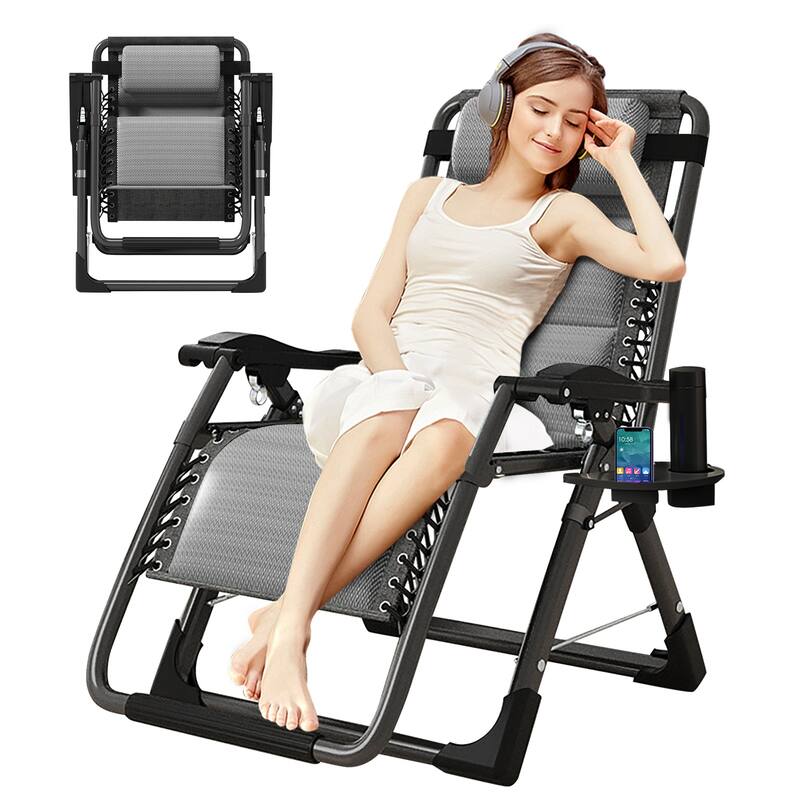 DoCred Zero Gravity Chair Lawn Lounger Chair with Pillow 2pcs