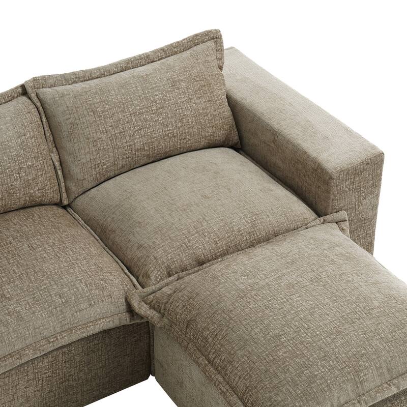 Chenille L-Shaped Modular Sectional Sofa Comfy Cloud Couch For Living Room