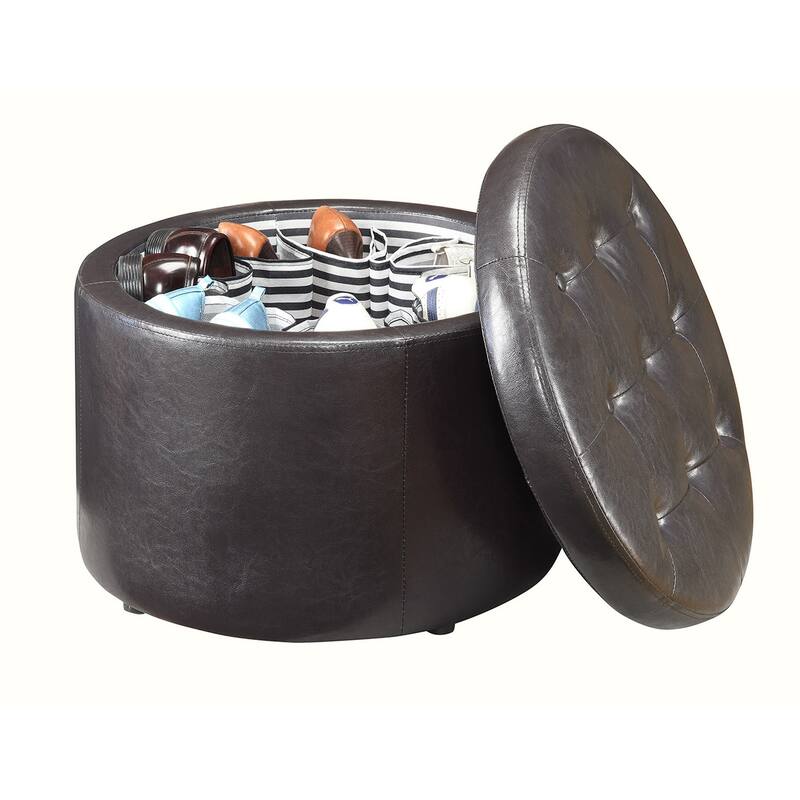 Convenience Concepts Designs4Comfort Round Shoe Storage Ottoman
