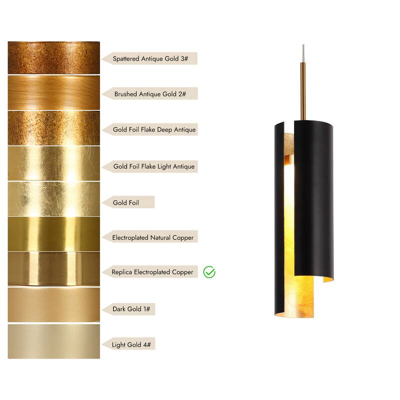 Black White 1-Light Modern Brass Gold LED Pendant Light Fixture for Kitchen Island - 3 x 3 x 14.3