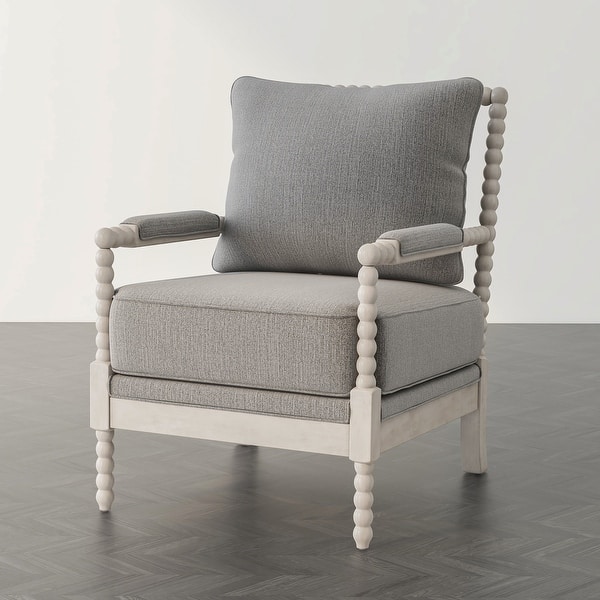 slide 2 of 8, Quince Farmhouse Fabric Padded Beaded Armchair by Furniture of America Grey