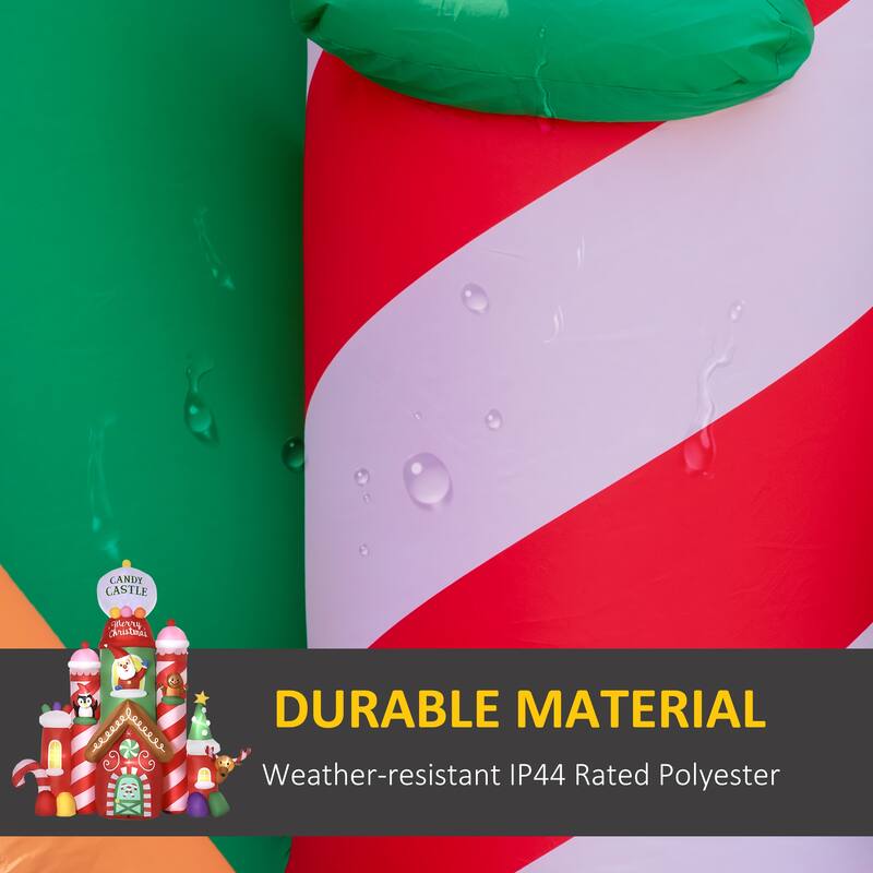 Outsunny 10ft Inflatable Christmas Candy Castle, Blow-Up Outdoor LED Display