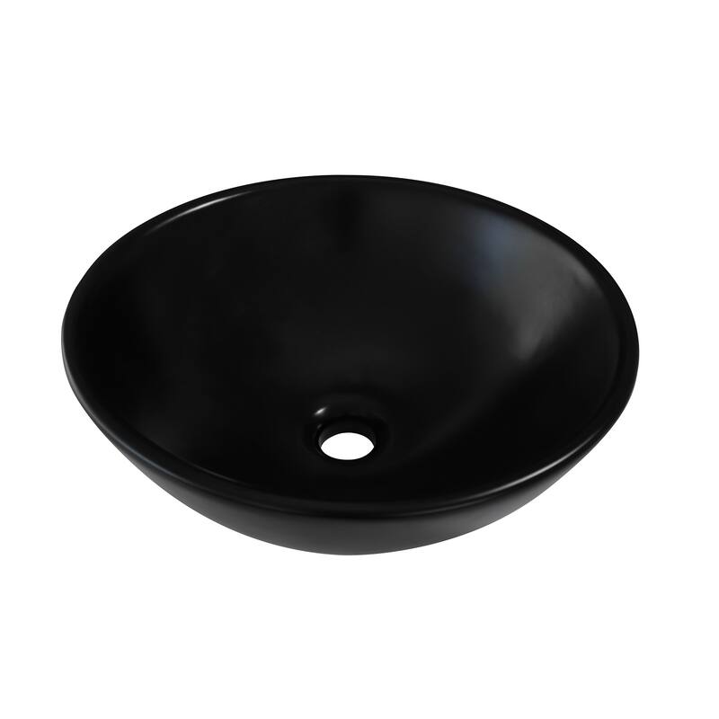 Dowell Ceramic Vessel Sink, Round, Matte Black - 16Wx16Dx6H