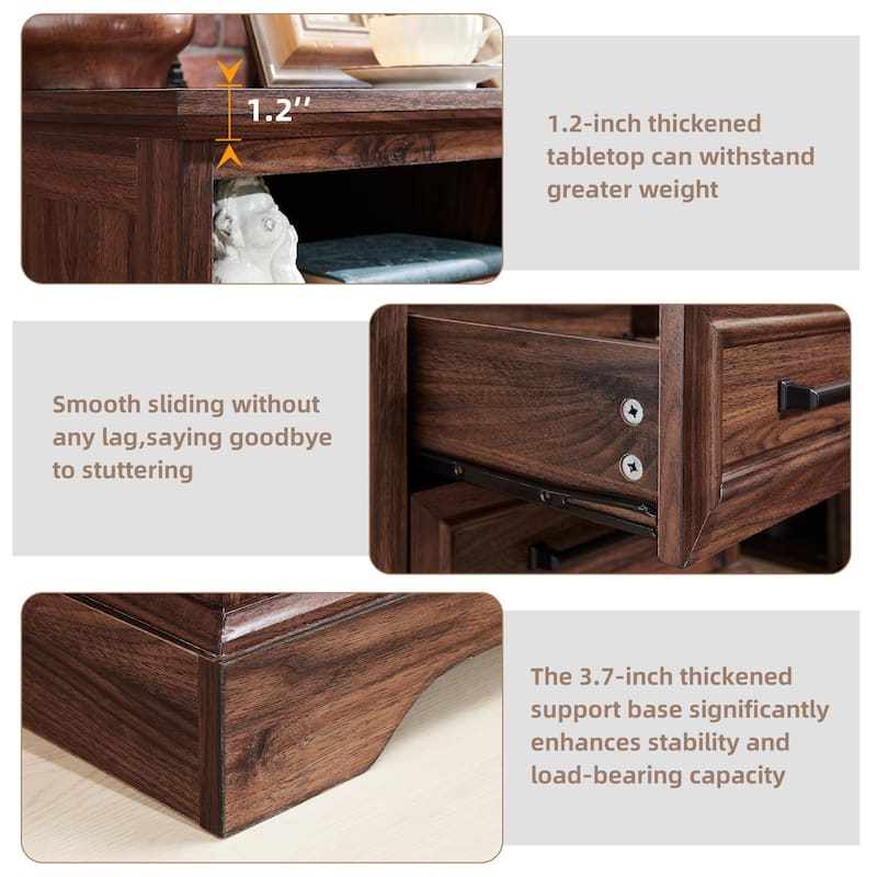 Farmhouse Nightstand Set of 2 with Charging Station, End Table