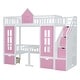 preview thumbnail 9 of 8, Twin over Twin Bunk Bed Turn into Upper Bed and Down Desk, Pink