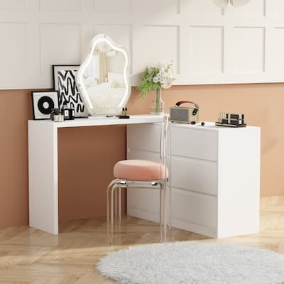Kerrogee Rotating Dresser and Desk 6 Drawer Dresser Makeup Vanity