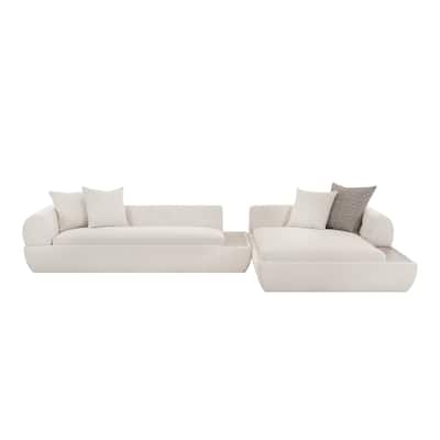 Pasargad Home Amara Beige Sectional Sofa 2 Pieces - W148"xD57"xH26"