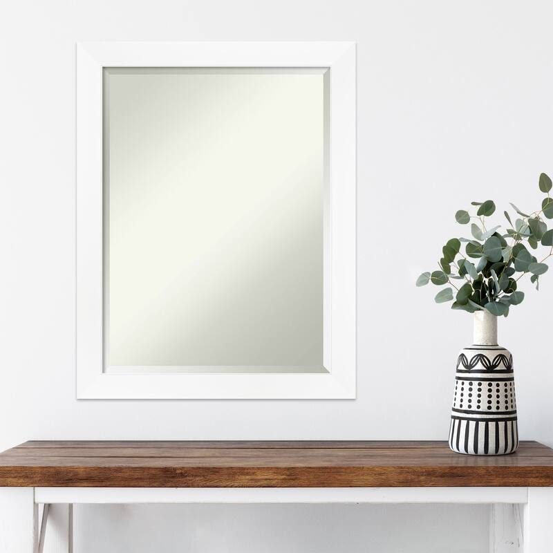 Beveled Wall Mirror - Cabinet White Narrow Frame - Cabinet White Narrow
