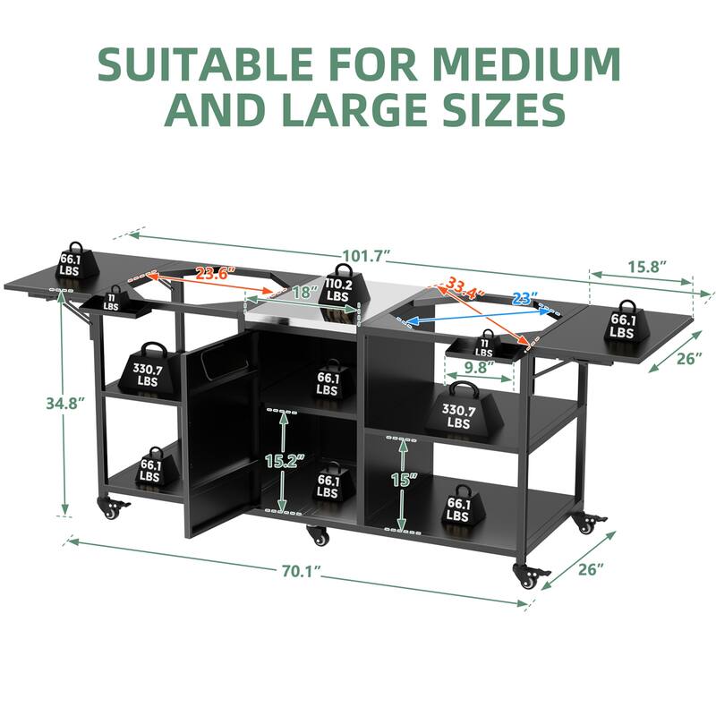 Big Green Egg Grill Cart for 2 Grills
