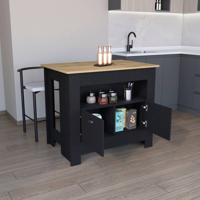 Floyd Kitchen Island 35" H, whit 2 doors, 3 shelves