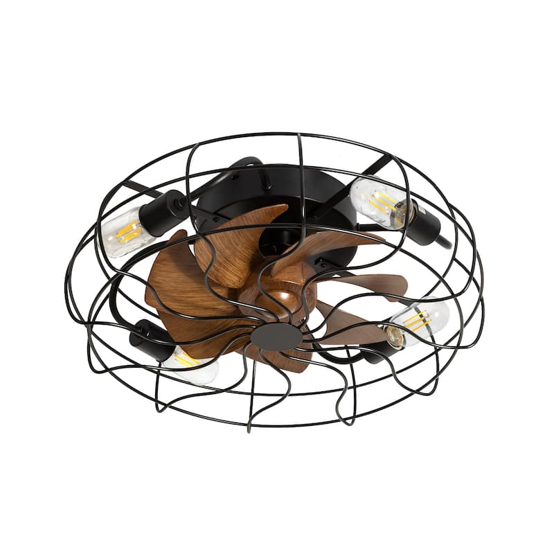 19-in Black Low Profile Industrial Caged Ceiling Fan with Remote Control(7-blade)