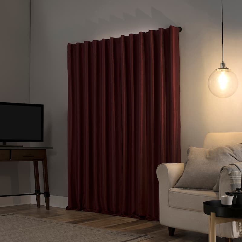 Sun Zero Evelina Faux Dupioni Silk Thermal Extreme Total Blackout Back Tab Curtain Panel, Single Panel
