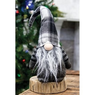 Large Plush Black/White Plaid Santa Gnome - 6"L x 6" W x 10"H