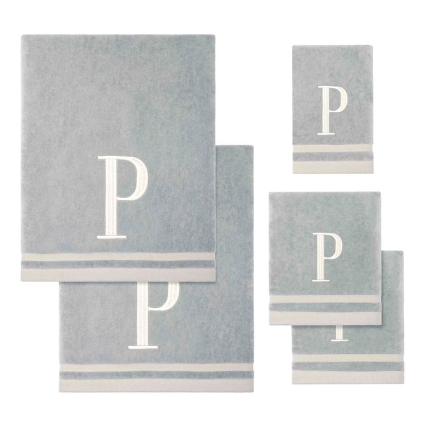 slide 2 of 3, Avanti Linens GRY/IVR Monogram 5-Piece Towel Set