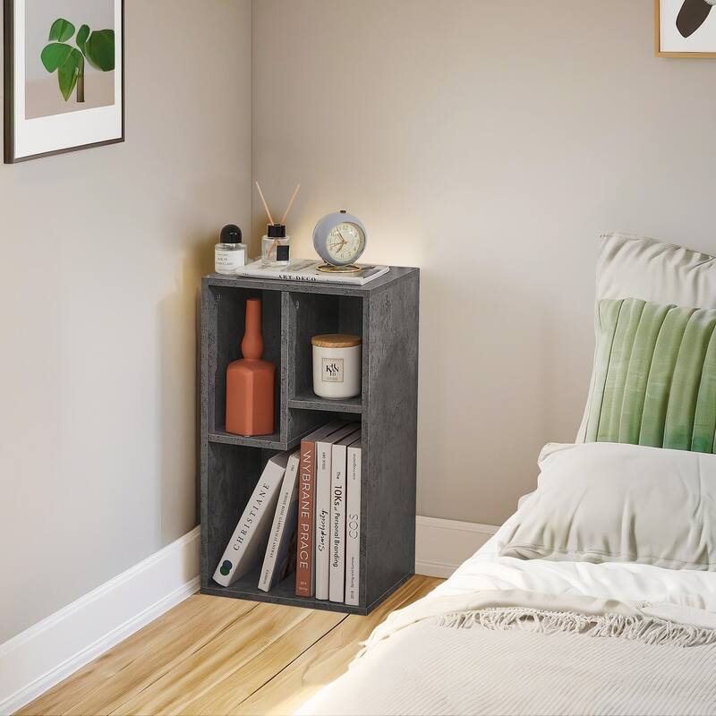 VECELO Three Open Cube Wooden Bookcase Organizer, Nightstands/small bookcase