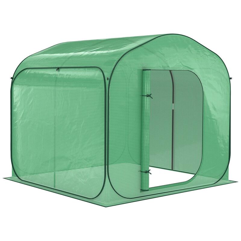 Outsunny 7' x 7' x 6' Garden Portable Greenhouse for Outdoors with Side Door & Portable Zipper Bag, Pop Up Greenhouse Tent
