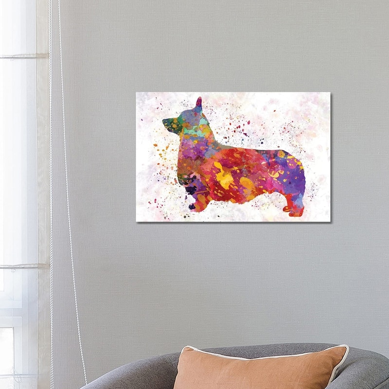 iCanvas "Pembroke Welsh Corgi In Watercolor" by Paul Rommer Canvas Print - 18x26x1.5