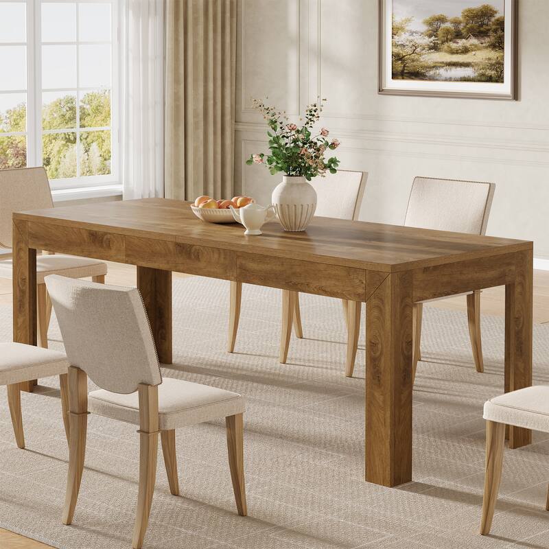 78.7 Inch Long Rectangle Dining Table for Kitchen Dining Room - 27.56" D x 78.74" W x 31.49" H - Brown