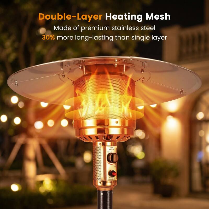 Gymax 50000 BTU Patio Propane Heater w/ Stainless Steel Burner & Safe