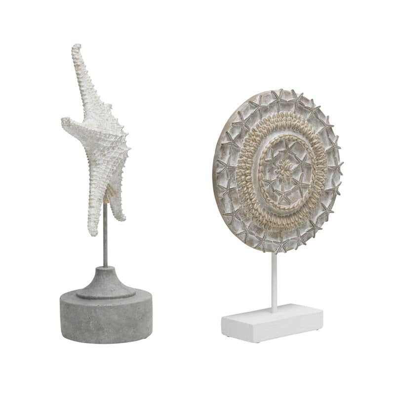 Elements Set of 2 White Resin Coastal Tabletop Décor