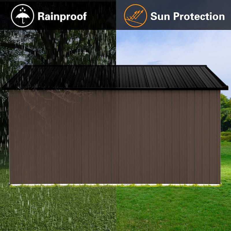 GDFStudio - Metal Garden Shed 12ft x 10ft Outdoor Storage Shed with Window