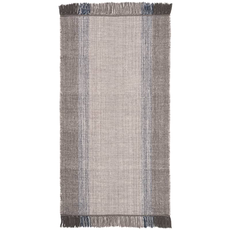 SAFAVIEH Flatweave Montauk Yurdagul Fringed Cotton Area Rug - 2' x 3' - Blue/Grey