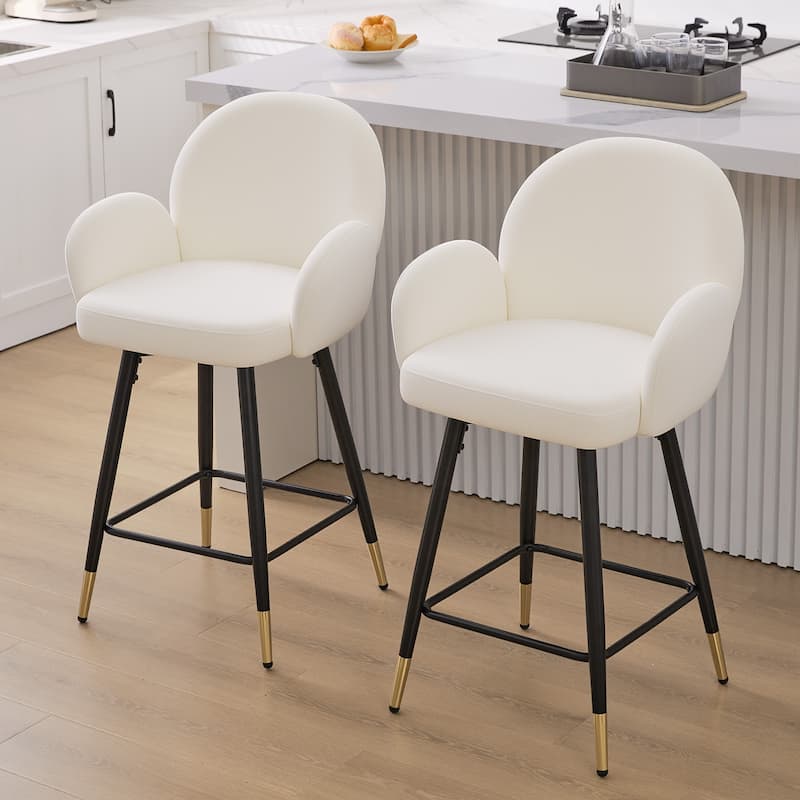 Upholstered Swivel Counter Stools with Arms Set of 2 - 38.6"H * 22.83"W * 22.83"D