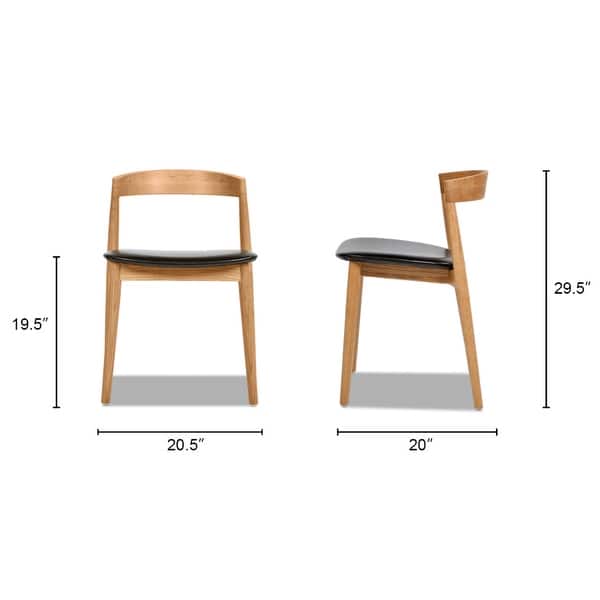 Raven 20.5" Mid-Century Modern Sculpted Oak Wood Dining Chair