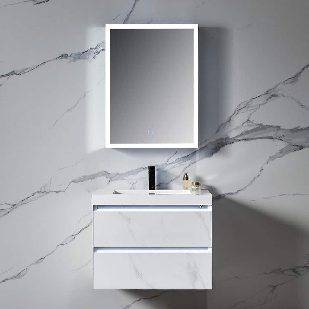 Blossom LED Lighted Medicine Cabinet, Mirror, Left Hinge, Defogger