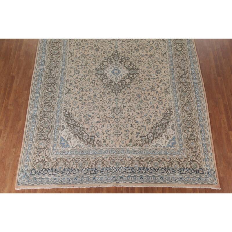 Hand Knotted Oriental 100% Wool Carpet Traditional Floral Peach Mashad Area Rug - 12' 4'' X 9' 5''