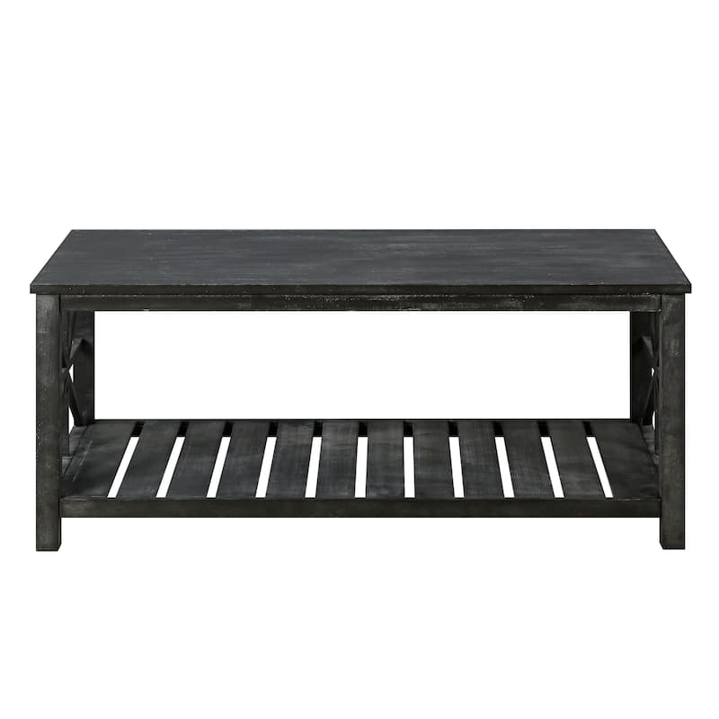 47" Modern Farmhouse Coffee Table with Storage Shelf