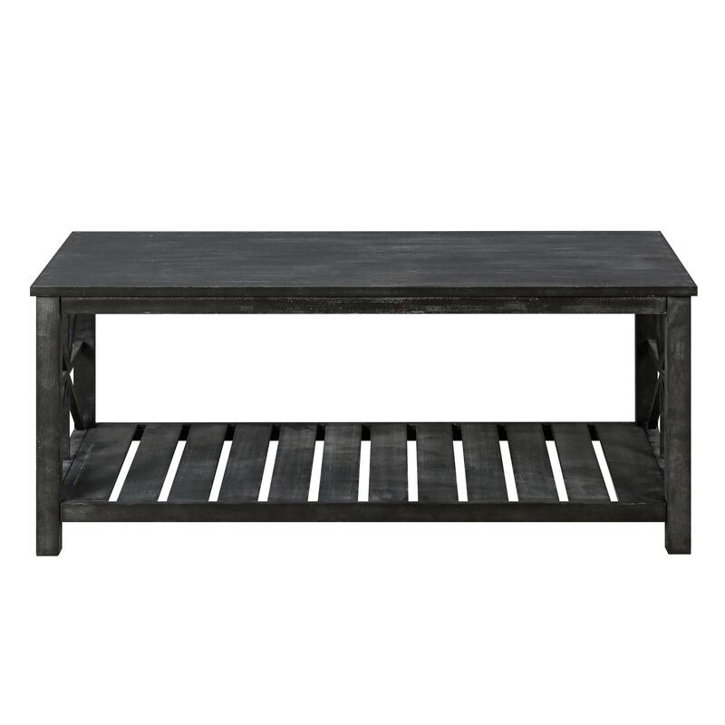 GDFStudio - Nathaniel Rustic Wood Coffee Table with Spacious Storage - 47.24" W x 23.62" D x 19.68" H