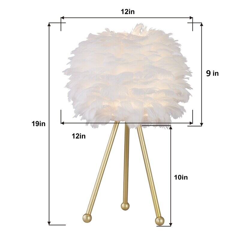 19" Tripod Feather Shade Table Lamp Set (Set of 2)