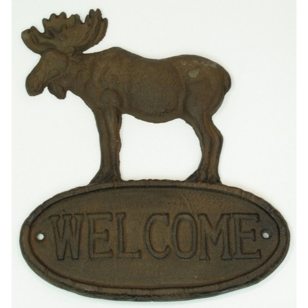 Cast Iron Sign Welcome Moose Set of 2