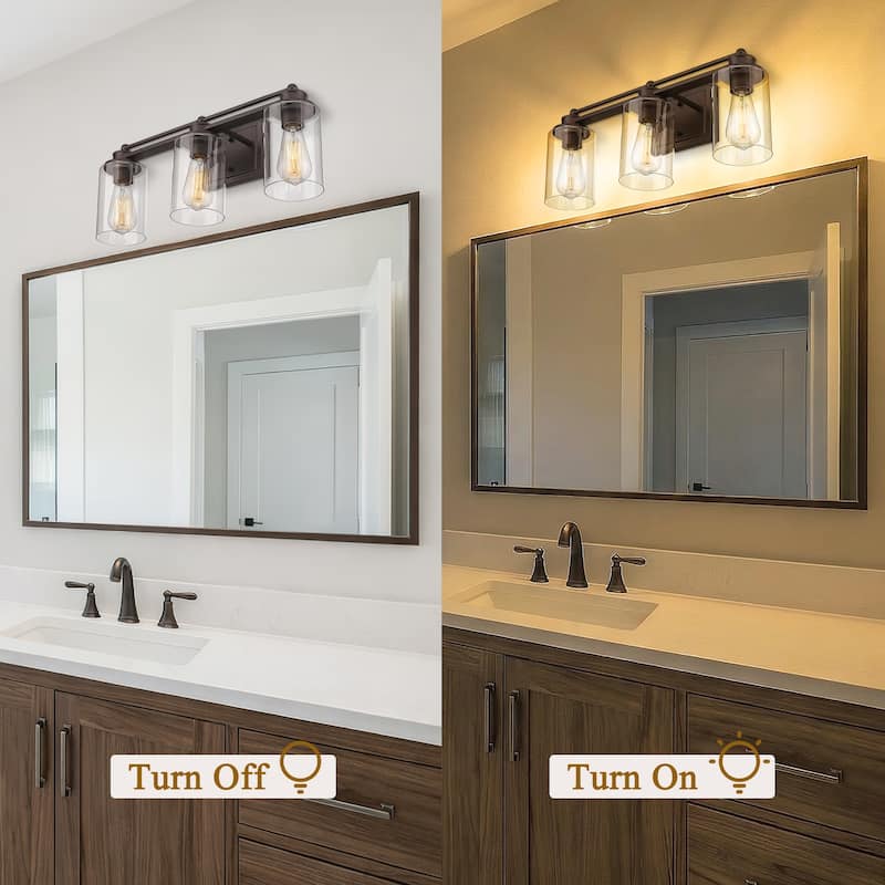 Bathroom Vanity Wall Light with Glass Shade and Rubbed Bronze Finish