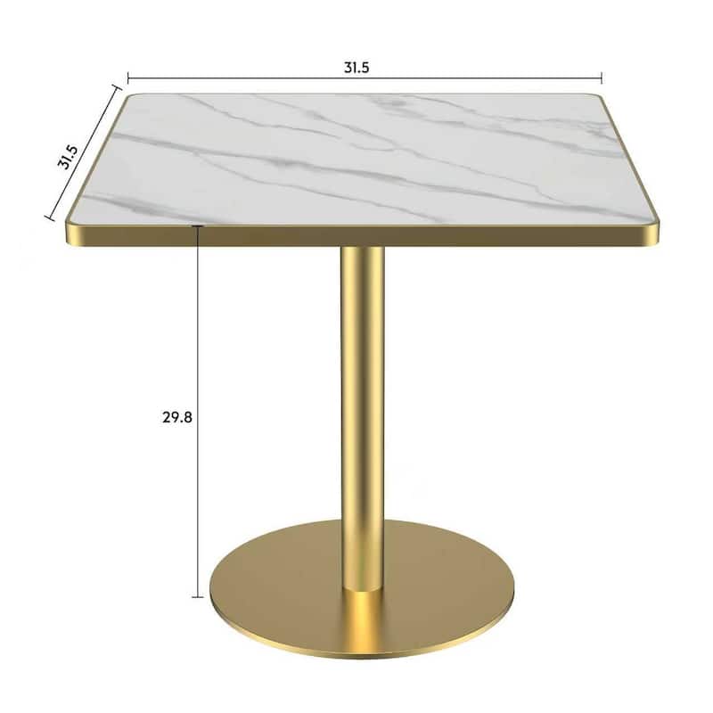 Square Modern Dinning Table 31.5 inches Bistro Table Tulip Table with Faux Marble top, Sturdy Metal Frame Diameter